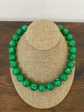 Green Lucite Bead Statement Necklace
